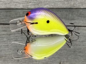 Black Label Balsa - Wreck - Balsa Squarebill - Chartreuse Purple Color - Zoom WEC E-1