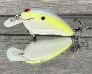 Black Label Balsa - Peanut - Balsa Crankbait - Chartreuse Illusion - Zoom WEC Mutt