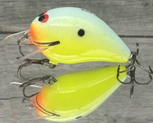 Black Label Balsa - Ricochet Jr. - Custom Balsa Crankbait - Chartreuse Powder Blue Color