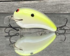 Black Label Balsa - Ricochet - Custom Balsa Crankbait - Chartreuse Illusion Color