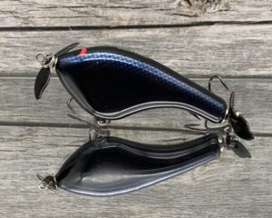Black Label Balsa - Tease - Custom Balsa Topwater Prop Bait - Lights Out Color