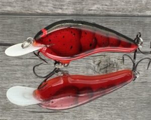 Black Label Balsa - Slim Series - Custom Balsa Crankbait - Fire Craw Color