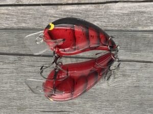 Black Label Balsa - Ricochet - Custom Balsa Crankbait - Red Craw Color
