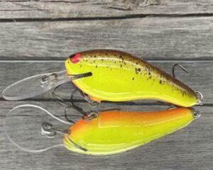 Black Label Balsa - K II - Custom Balsa Crankbait - Chartreuse Root Beer Color