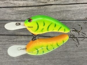 Greenfish Tackle - Small G - Custom Balsa Crankbait - Lime Coach Dog Color