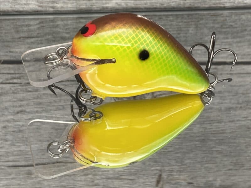 Black Label Balsa - Wreck Jr. - Custom Balsa Squarebill Crankbait -  Chartreuse Sunfish Color - Wood Bait Country, black label crankbaits