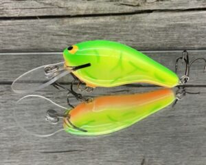 Black Label Balsa - K II - Custom Balsa Crankbait - Lime Coach Dog Color