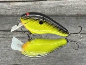 Greenfish Tackle - G2 - Custom Balsa Squarebill Crankbait - Chartreuse Black Back Color