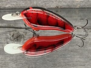 Black Label Balsa - Little Cliffie - Custom Balsa Crankbait - Fire Craw Color