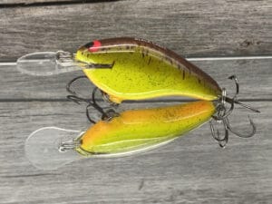 Black Label Balsa - Shiver 7 - Custom Balsa Crankbait - Chartreuse Root Beer Color