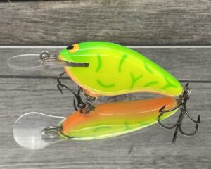 Black Label Balsa - Shiver 7 - Custom Balsa Crankbait - Lime Coach Dog Color