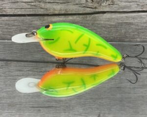 Black Label Balsa - Slim Series - Custom Balsa Crankbait - Lime Coach Dog Color