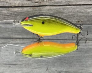 Black Label Balsa - Tapout - Custom Balsa Crankbait - Chartreuse Black Back Color