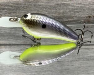 Black Label Balsa - Little Cliffie - Custom Balsa Crankbait - American Shad Chartreuse Belly Color
