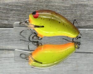 Black Label Balsa - Runt- Custom Balsa Crankbait - Chartreuse Root Beer Color