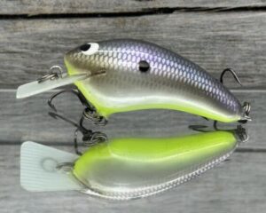 Black Label Balsa - Speedy - Hybrid Squarebill Crankbait - American Shad Chartreuse Belly Color