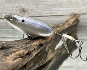 Black Label Balsa - Battle Toad - Custom Balsa Topwater Plopper - American Shad Color