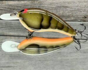 Black Label Balsa - Slim Series - Custom Balsa Crankbait - Phantom Green Craw Color