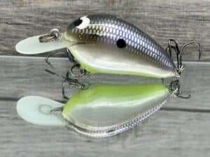 Black Label Balsa - Fat Little Cliffie - Custom Balsa Crankbait - American Shad Chartreuse Belly Color