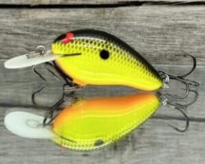 Black Label Balsa - Fat Little Cliffie - Custom Balsa Crankbait - Chartreuse Black Back Color