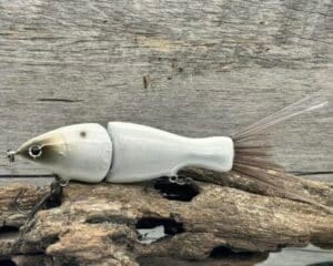 Black Label Balsa - HollyWOOD Signature Series - Custom Glide Bait - Foiled Bone Color