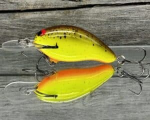 Black Label Balsa - Badger - Custom Balsa Crankbait - Chartreuse Root Beer Color