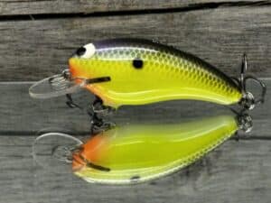 Black Label Balsa - Cricket - Custom Balsa Crankbait - Chartreuse Sunfish color