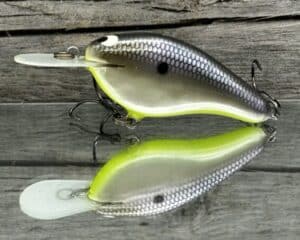 Black Label Balsa - Fat Flat - Custom Balsa Crankbait - American Shad Chartreuse Belly color