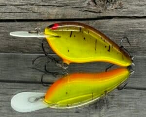 Black Label Balsa - Fat Flat - Custom Balsa Crankbait - Chartreuse Root Beer color