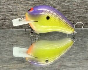 Black Label Balsa - CBS 1 - Balsa Squarebill Crankbait - Chartreuse Purple Color - Bagley B1