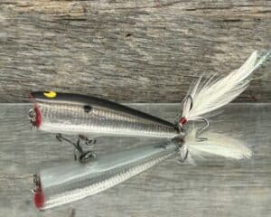 Black Label Balsa - Pop-N-Bob Signature Series - Custom Balsa Popper - Silver Foil Black Back color