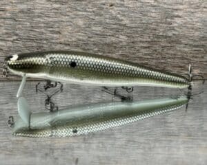 Black Label Balsa - Heads Up Signature Series - Custom Balsa Wake Bait - Foiled Money Shad Color