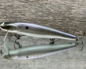 Black Label Balsa - Heads Up Signature Series - Custom Balsa Wake Bait - Foiled American Shad Color