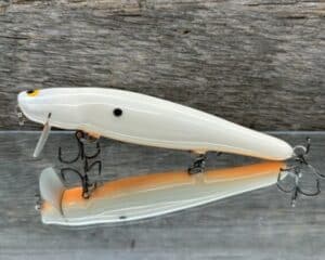 Black Label Balsa - Heads Up - Custom Balsa Wake Bait - Bone Orange Belly Color