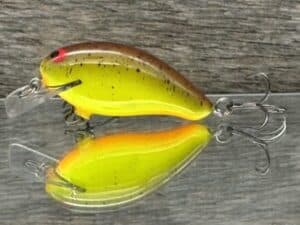 Black Label Balsa - Badger SR Squarebill - Custom Balsa Crankbait - Chartreuse Root Beer color