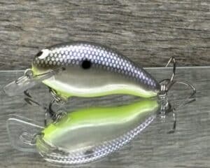 Black Label Balsa - Badger SR Squarebill - Custom Balsa Crankbait - American Shad Chartreuse Belly color