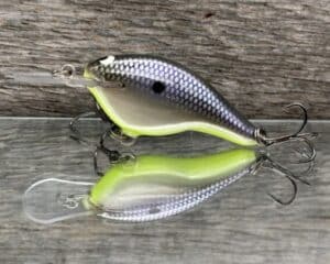 Black Label Balsa - Shiver 5 - Custom Balsa Crankbait - American Shad Chartreuse Belly color