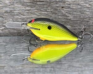 Black Label Balsa - Mod 6 - Custom Balsa Crankbait - Chartreuse Black Back color