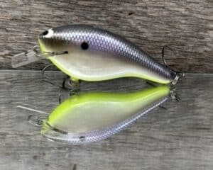 Black Label Balsa - K III Squarebill - Custom Balsa Crankbait - American Shad Chartreuse Belly color
