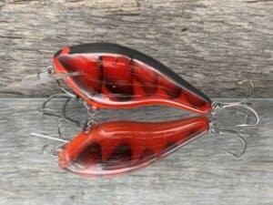 Black Label Balsa - K III Squarebill - Custom Balsa Crankbait - Fire Craw color