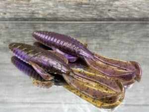 Black Label Custom Soft Plastics - Black Label Bug Jr 3.5" - Twisted Green Pumpkin Purple 8ct