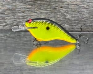 Black Label Balsa - Shiver 7 Shallow - Custom Balsa Crankbait - Chartreuse Black Back color