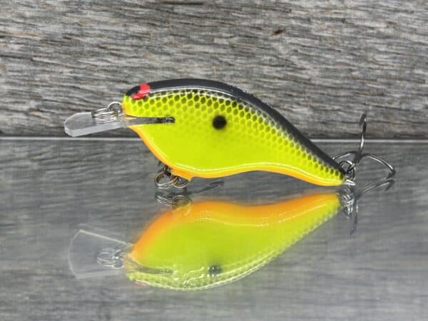 Black Label Balsa - Shiver 7 Shallow - Custom Balsa Crankbait - Chartreuse Black Back color