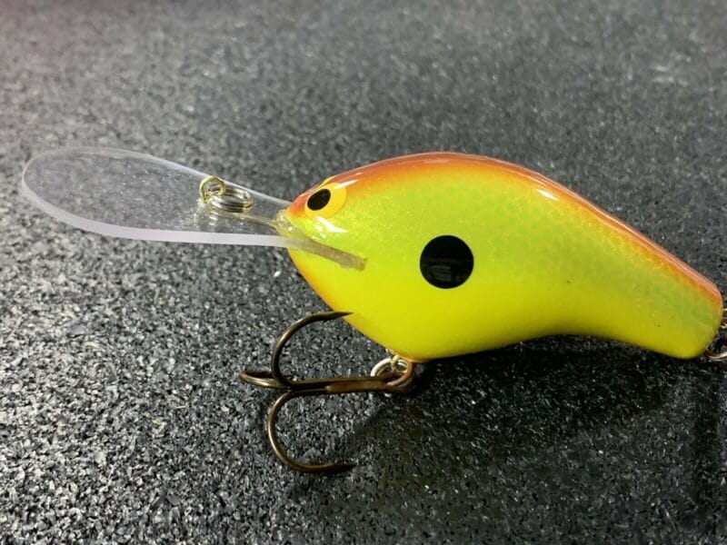 John Hott Lures - DH-3 - Custom Balsa Deep Diving Crankbait - Chartreuse  Classic - Wood Bait Country