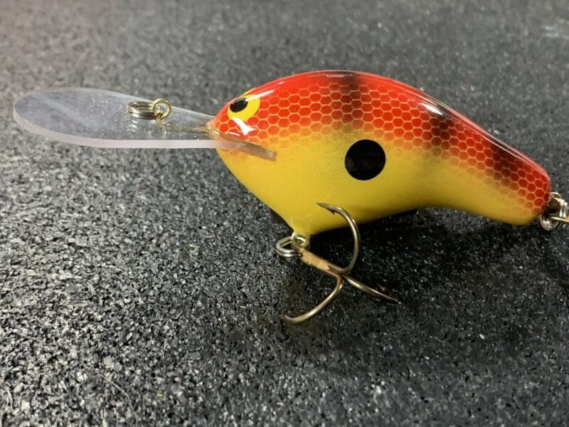 John Hott Lures - DH-3 - Custom Balsa Deep Diving Crankbait - Fire Craw -  Wood Bait Country