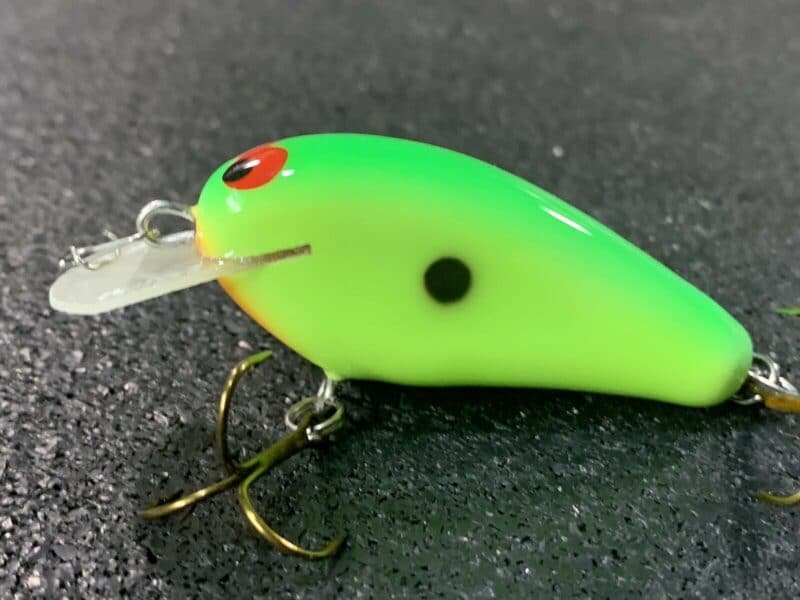 Tim Earick's Buck Creek Lures - Money Maker #2 - Balsa Crankbait -  Chartreuse Lime Back Color - Wood Bait Country